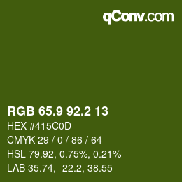 カラーコード: RGB 65.9 92.2 13 | qconv.com