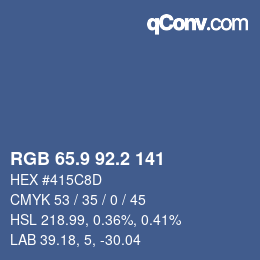 Color code: RGB 65.9 92.2 141 | qconv.com
