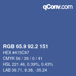 カラーコード: RGB 65.9 92.2 151 | qconv.com