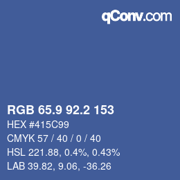 カラーコード: RGB 65.9 92.2 153 | qconv.com