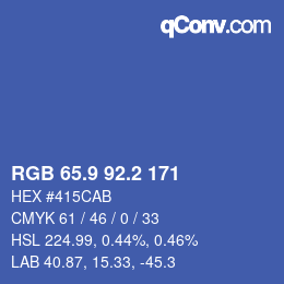 カラーコード: RGB 65.9 92.2 171 | qconv.com