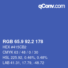 カラーコード: RGB 65.9 92.2 178 | qconv.com