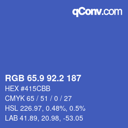 カラーコード: RGB 65.9 92.2 187 | qconv.com