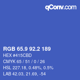 カラーコード: RGB 65.9 92.2 189 | qconv.com