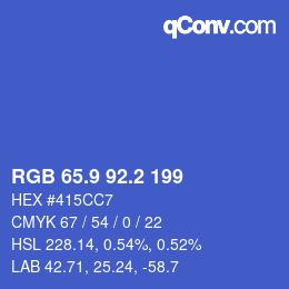 カラーコード: RGB 65.9 92.2 199 | qconv.com