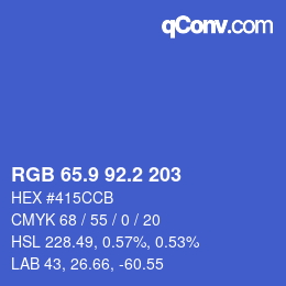 カラーコード: RGB 65.9 92.2 203 | qconv.com