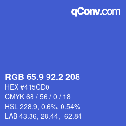 カラーコード: RGB 65.9 92.2 208 | qconv.com
