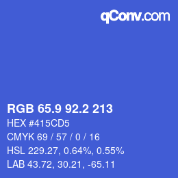 カラーコード: RGB 65.9 92.2 213 | qconv.com