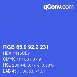 カラーコード: RGB 65.9 92.2 231 | qconv.com