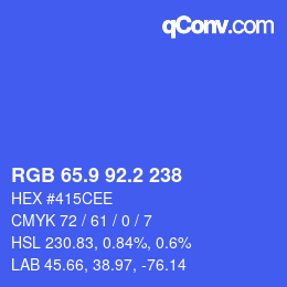 カラーコード: RGB 65.9 92.2 238 | qconv.com