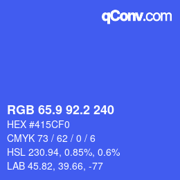 カラーコード: RGB 65.9 92.2 240 | qconv.com