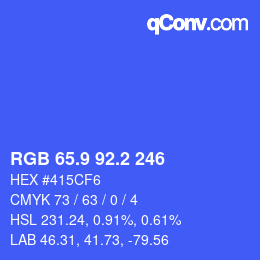 カラーコード: RGB 65.9 92.2 246 | qconv.com