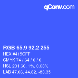 カラーコード: RGB 65.9 92.2 255 | qconv.com