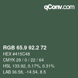 カラーコード: RGB 65.9 92.2 72 | qconv.com