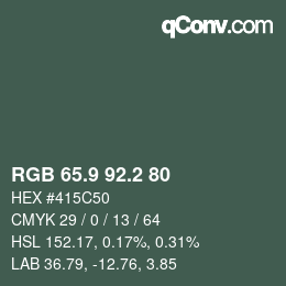 カラーコード: RGB 65.9 92.2 80 | qconv.com