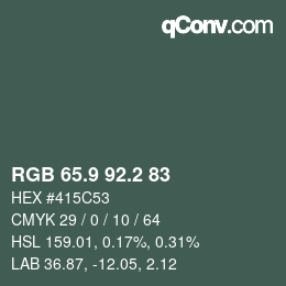カラーコード: RGB 65.9 92.2 83 | qconv.com