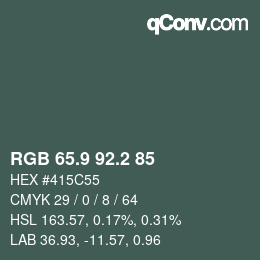 カラーコード: RGB 65.9 92.2 85 | qconv.com