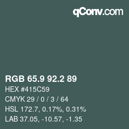 Color code: RGB 65.9 92.2 89 | qconv.com