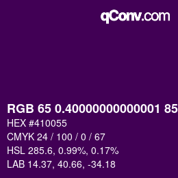 カラーコード: RGB 65 0.40000000000001 85.4 | qconv.com