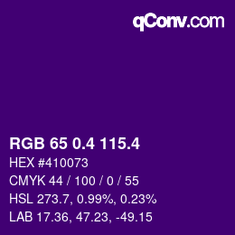 カラーコード: RGB 65 0.4 115.4 | qconv.com