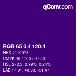 カラーコード: RGB 65 0.4 120.4 | qconv.com