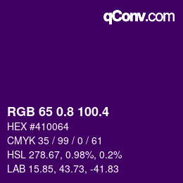 カラーコード: RGB 65 0.8 100.4 | qconv.com