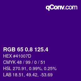 カラーコード: RGB 65 0.8 125.4 | qconv.com