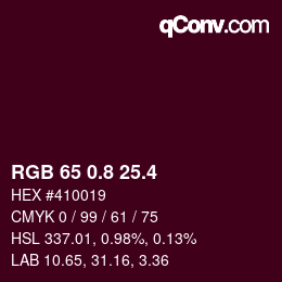 カラーコード: RGB 65 0.8 25.4 | qconv.com