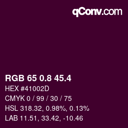カラーコード: RGB 65 0.8 45.4 | qconv.com
