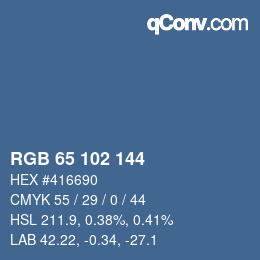 カラーコード: RGB 65 102 144 | qconv.com