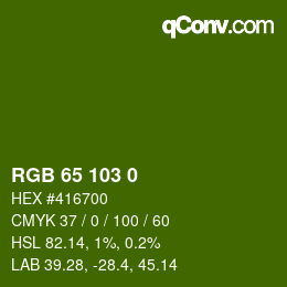 Color code: RGB 65 103 0 | qconv.com