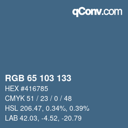 Color code: RGB 65 103 133 | qconv.com