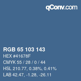 Color code: RGB 65 103 143 | qconv.com