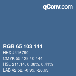 颜色代码: RGB 65 103 144 | qconv.com