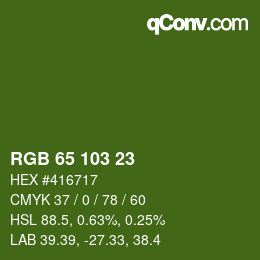 カラーコード: RGB 65 103 23 | qconv.com