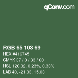カラーコード: RGB 65 103 69 | qconv.com