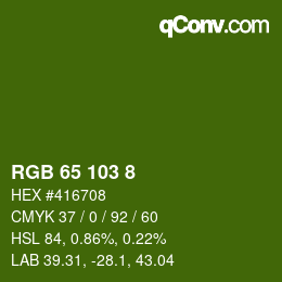 Color code: RGB 65 103 8 | qconv.com