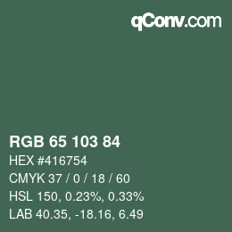 カラーコード: RGB 65 103 84 | qconv.com