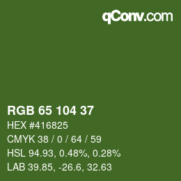 カラーコード: RGB 65 104 37 | qconv.com