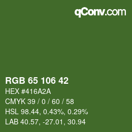 颜色代码: RGB 65 106 42 | qconv.com