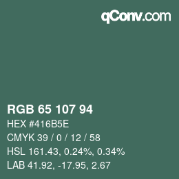 Code couleur: RGB 65 107 94 | qconv.com