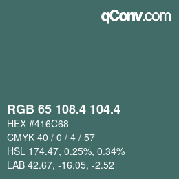 カラーコード: RGB 65 108.4 104.4 | qconv.com