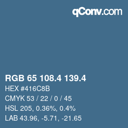 カラーコード: RGB 65 108.4 139.4 | qconv.com