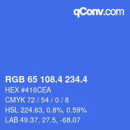 カラーコード: RGB 65 108.4 234.4 | qconv.com