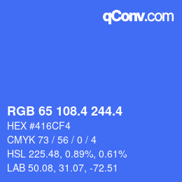 カラーコード: RGB 65 108.4 244.4 | qconv.com