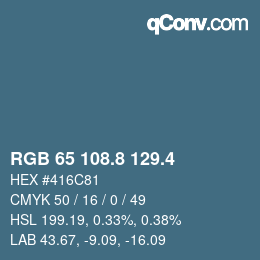 カラーコード: RGB 65 108.8 129.4 | qconv.com
