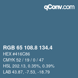 カラーコード: RGB 65 108.8 134.4 | qconv.com