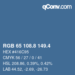 カラーコード: RGB 65 108.8 149.4 | qconv.com