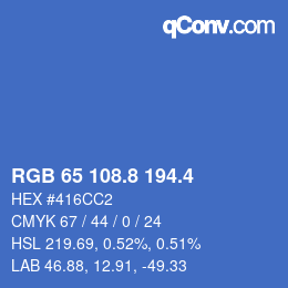 カラーコード: RGB 65 108.8 194.4 | qconv.com