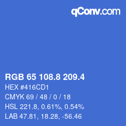 カラーコード: RGB 65 108.8 209.4 | qconv.com
